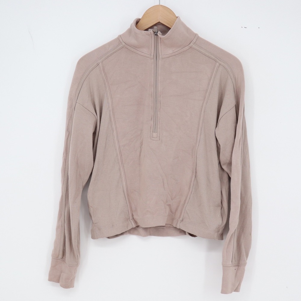 Danskin Pullover Womens XS Mauve Quarter Zip Cropped Ribbed Excellent